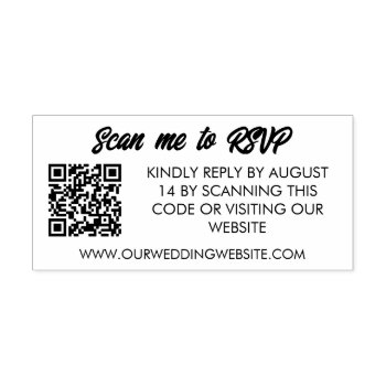 Qr Code Scan To Rsvp Wedding Website Rubber Stamp by Paperpaperpaper at Zazzle