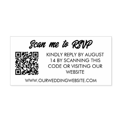 QR Code Scan To RSVP Wedding Website Rubber Stamp