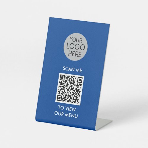 QR Code Scan to View Menu  Custom Business Logo  Pedestal Sign