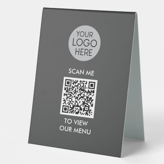 QR Code Scan to View Menu | Custom Business Logo Table Tent (Front)