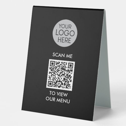 QR Code Scan to View Menu  Custom Business Logo Table Tent Sign