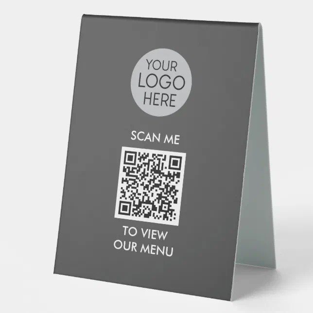 QR Code Scan to View Menu | Custom Business Logo Table Tent Sign | Zazzle