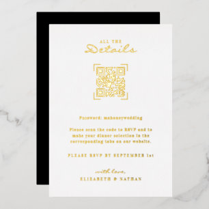 QR Code Scan   Wedding Details Enclosure  Foil Invitation