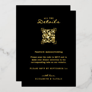 QR Code Scan   Wedding Details Enclosure Foil Invitation