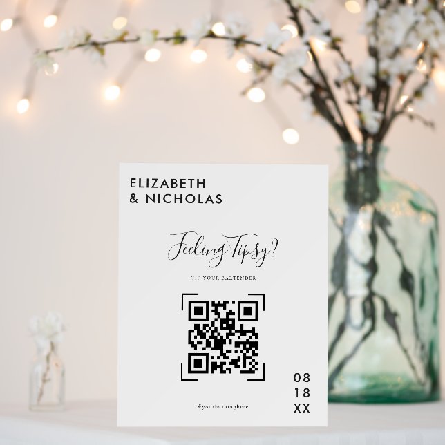 QR Code Scan Wedding | Tip Your Bartender Bar Foam Board (In Situ (Wedding))