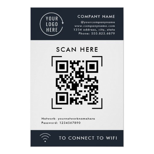 QR Code Scan Wifi  Business Logo Contactless  Poster