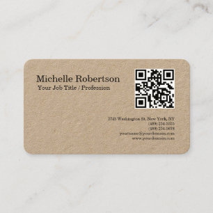 QR Code Scannable Black White Minimalist Kraft Business Card