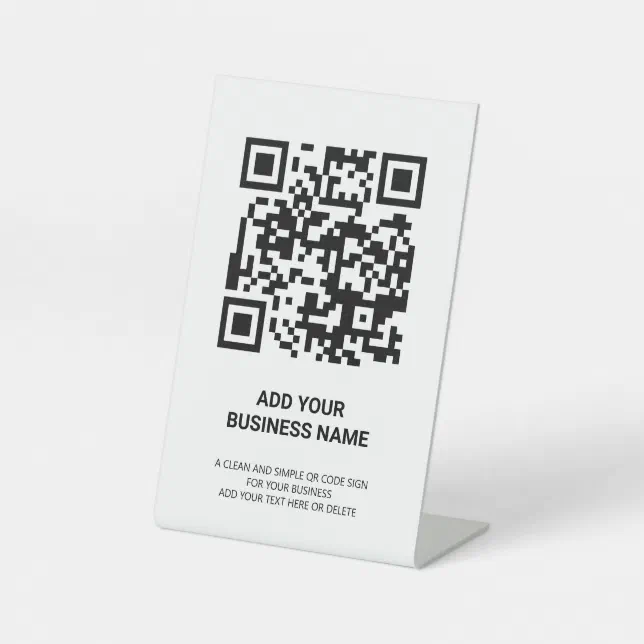 QR Code Scannable Contactless Business Pedestal Sign | Zazzle