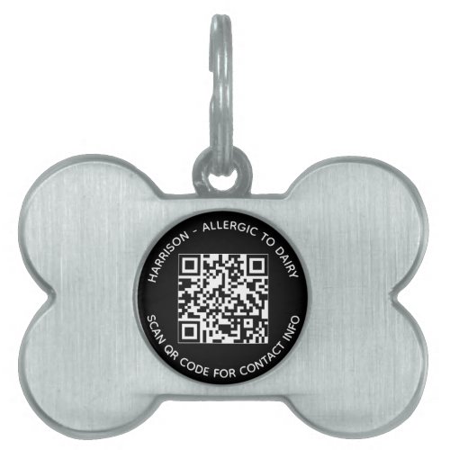 QR Code scannable contactless Info custom text Pet ID Tag