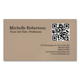 QR Code Scannable Minimalist Customizable Business Card Magnet