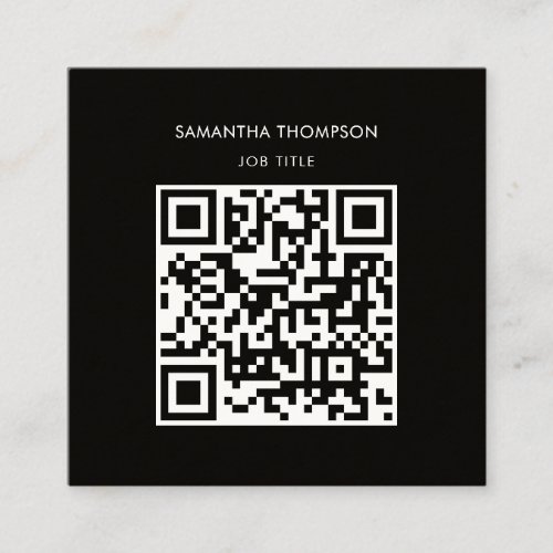 QR Code Scannable Modern Professional Black Square Business Card