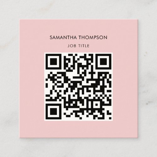 QR Code Scannable Modern Professional Blush Pink Square Business Card