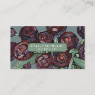 QR Code Scannable Moody Abstract Flowers Art  Business Card