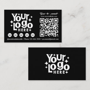 QR Code Scannable Social Media Black Business Logo Business Card