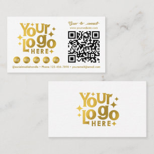 QR Code Scannable Social Media Gold Business Logo Card
