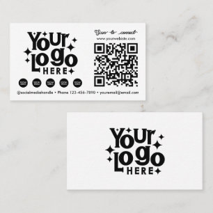 QR Code Scannable Social Media White Business Logo Business Card