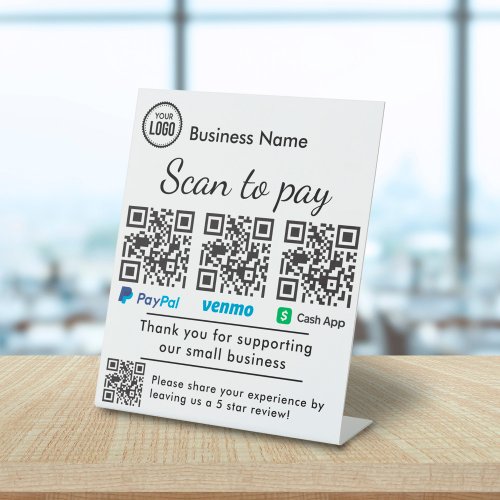 QR Code Scanner For Payment And Reviews Pedestal Sign