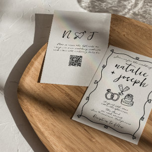 QR Code Scribble Hand Drawn Written Unique Wedding Invitation
