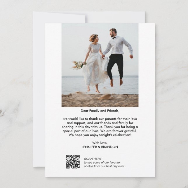 QR code Script Modern Wedding Photo Thank you (Back)