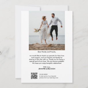 QR code Script Modern Wedding Photo Thank you Card