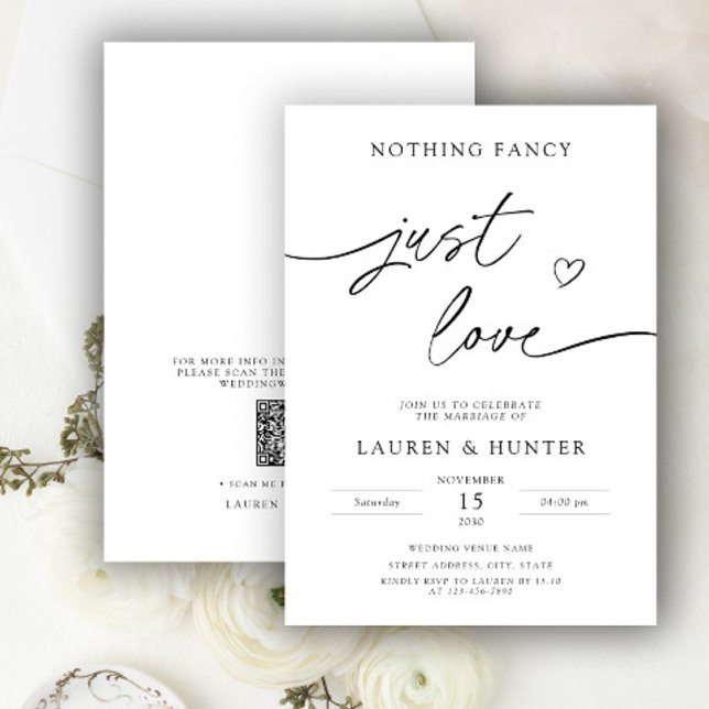 QR Code Script Nothing Fancy Just Love Wedding Invitation (Creator Uploaded)