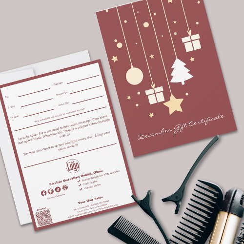 QR Code Services Note December Gift Certificate