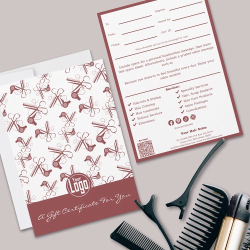 QR Code Services Note Hairstylist Gift Certificate