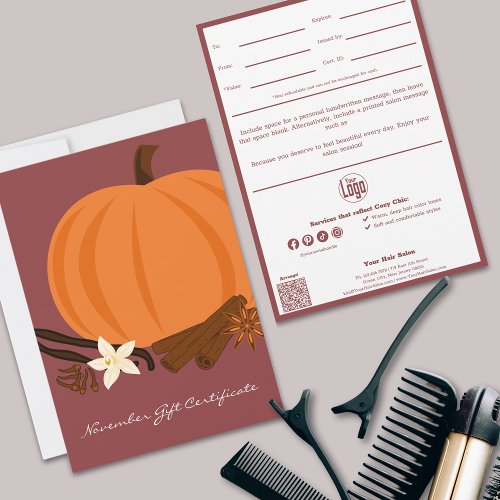 QR Code Services Note November Gift Certificate