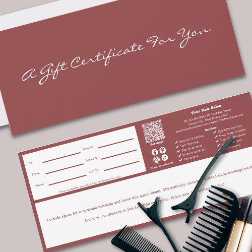 QR Code Services Personal Note Gift Certificate