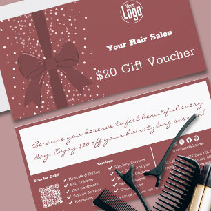 QR Code Services Salon Note Gift Voucher Card