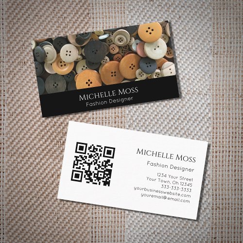 QR code Sewing Buttons Fashion Seamstress Business Card