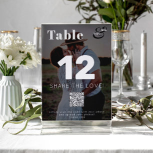 QR CODE share the love modern photo wedding Table Number