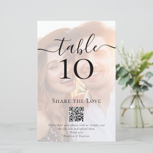 QR Code Share the Love Photo Wedding Table Number