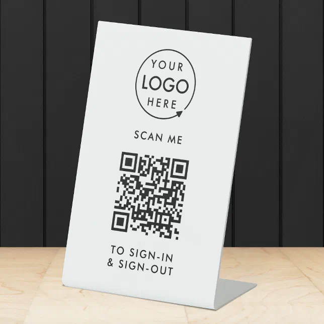 QR Code Sign-In | Visitor Employee Reception Pedestal Sign | Zazzle