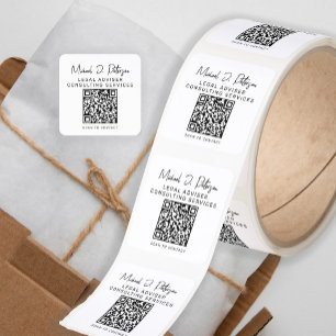 QR code signature name professional services  Square Sticker