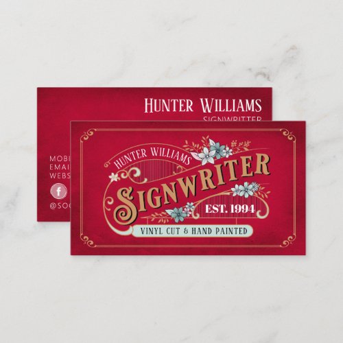 QR Code Signs  Displays Red Vintage Signwriter  Business Card