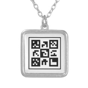 qr code silver plated necklace