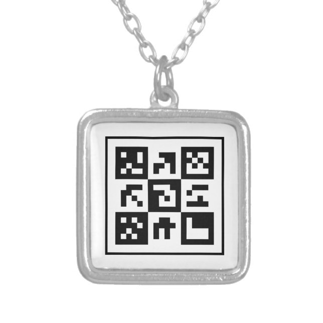 qr code silver plated necklace (Front)