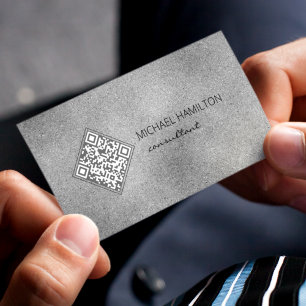 QR Code Silver Shimmer Business Card
