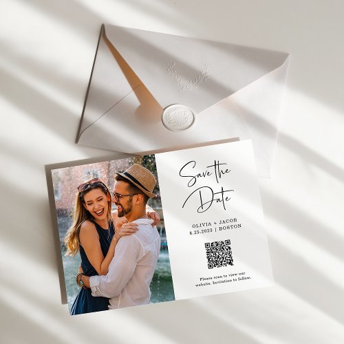 QR Code  Simple and Modern Photo Save the Date