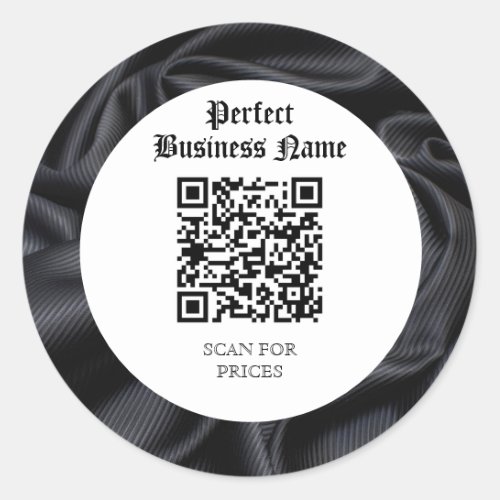 QR Code Simple Black Silk Dark Frame Unique Classic Round Sticker