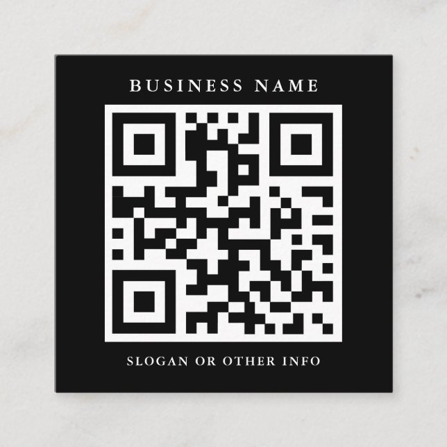 QR Code Simple Black Square Business Card (Front)