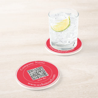 QR Code Simple Bold Red and White Scan Me Coaster