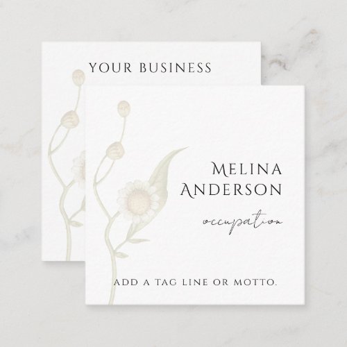 QR Code Simple Daisy Wildflower Square Business Card