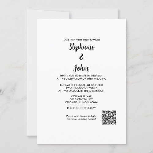 QR Code Simple Elegant Script Classic 2024 Wedding Invitation