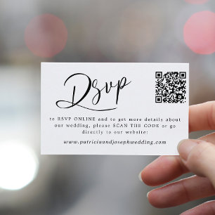 QR CODE simple elegant script wedding online rsvp Enclosure Card