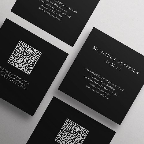 QR CODE simple elegant typography professional Square Business Card