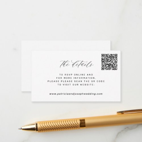 QR CODE simple elegant wedding website details Enclosure Card QR CODE simple elegant wedding website details Enclosure Card
