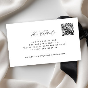 QR CODE simple elegant wedding website details Enclosure Card
