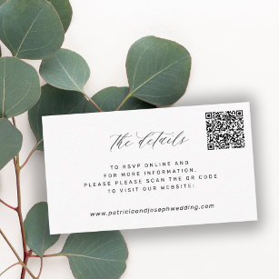 QR CODE simple elegant wedding website details Enclosure Card